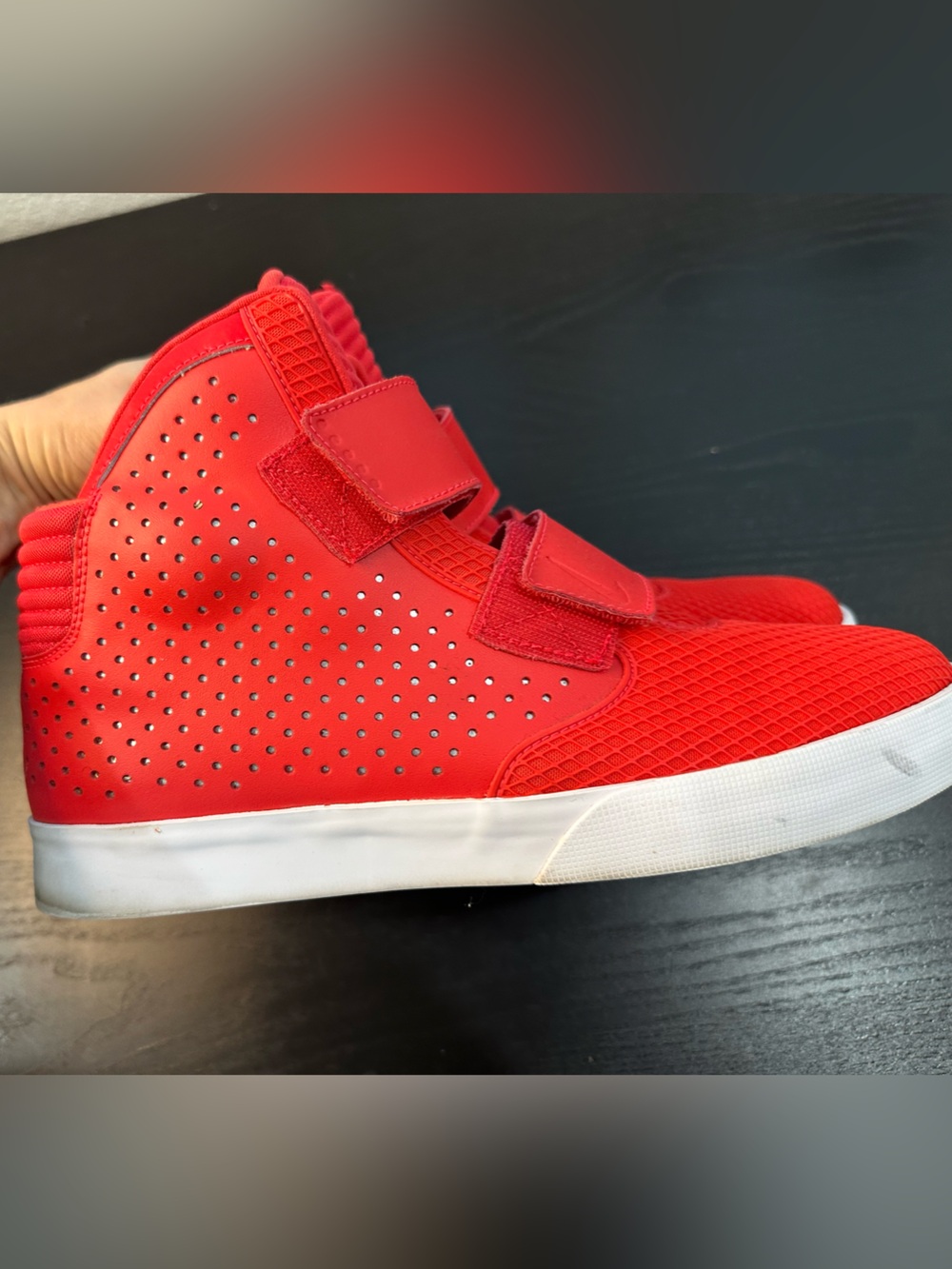 Nike Red High-Top Strap Sneakers - Picture 3 of 8